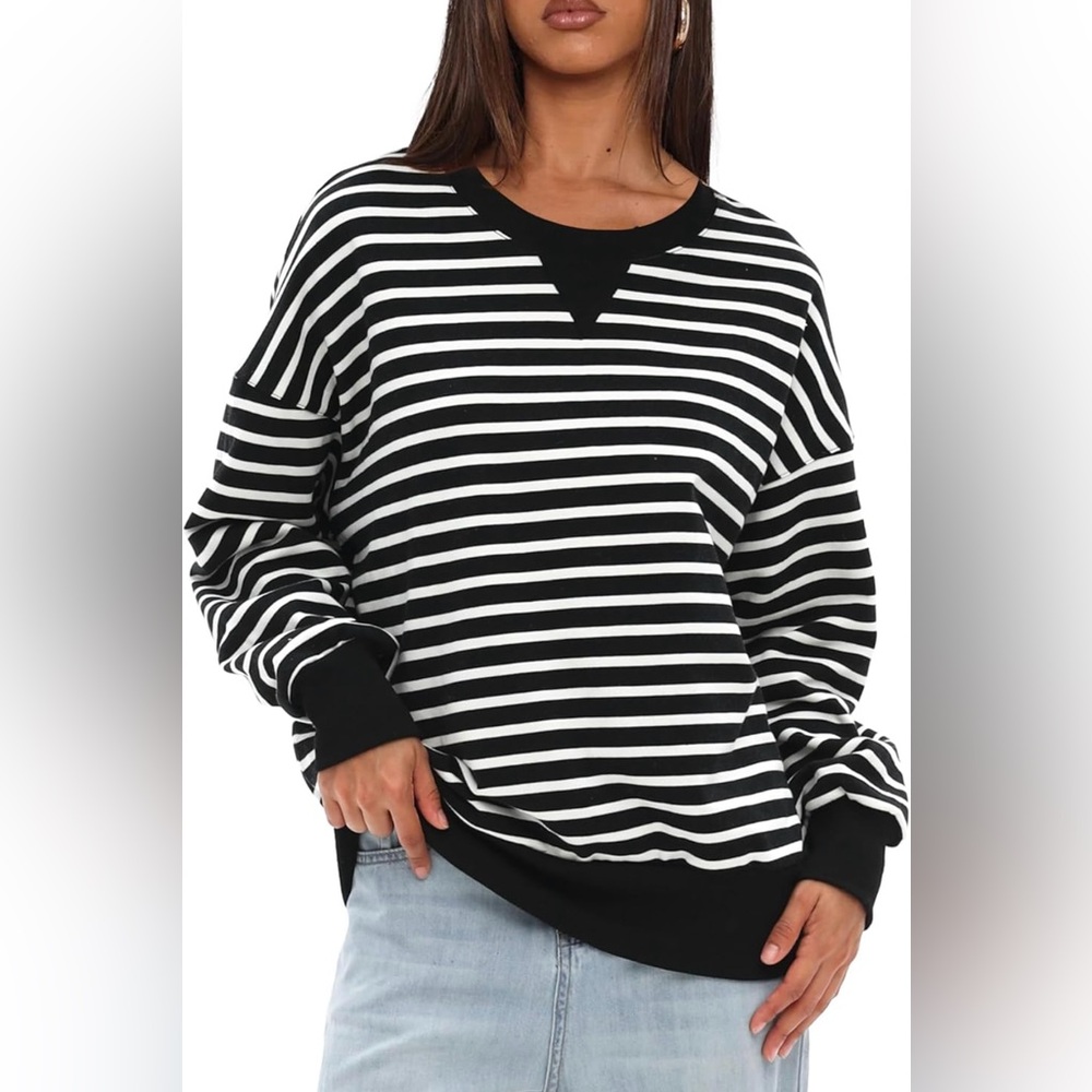 Black and White Oversized Striped Sweater